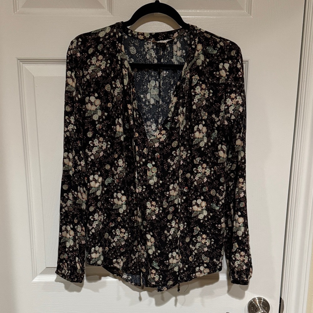 Wayf Black Floral Blouse